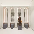 Modern Public Restroom Interior Design With Clean Washbasins And Mirrored Walls