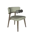 Modern Minimalist Single Chair With Wooden Frame And Green Upholstered Seat