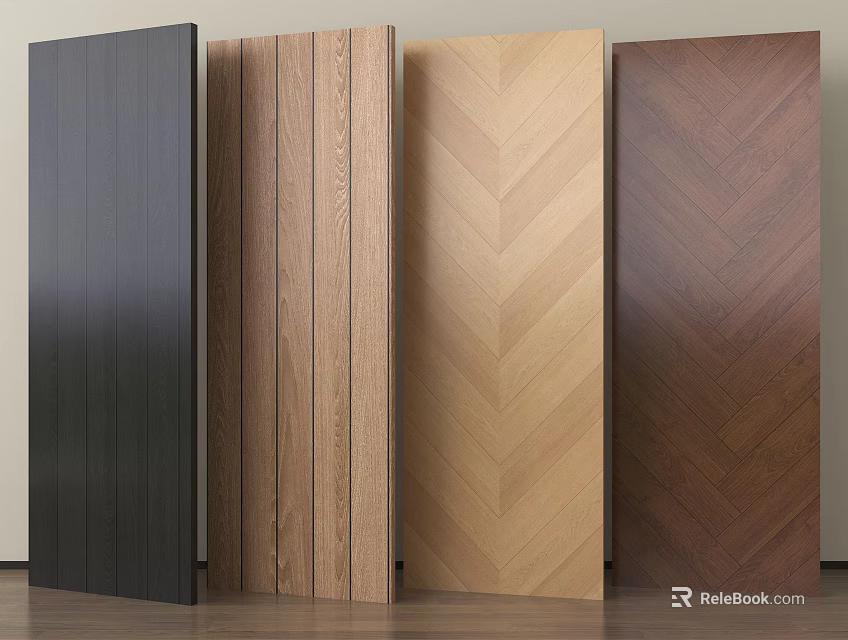 Various Wooden Flooring Options With Herringbone Straight Grain And Dark Light Tones 3d model 