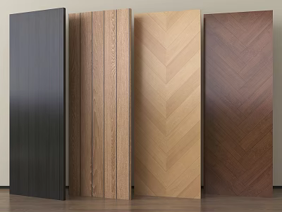 Various Wooden Flooring Options With Herringbone Straight Grain And Dark Light Tones 3d model