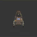 Vintage Wooden Carriage With Canvas Canopy Wooden Wheels And Loaded Supplies