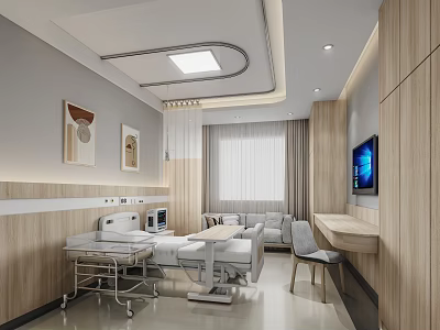 Modern Hospital Outpatient Clinic Interior With Medical Bed And Furniture 3d model