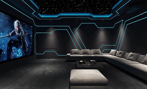 modern video room video hall 3d model