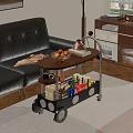Stylish Rolling Wooden Side Table With Multi Layer Storage For Living Room Sofa Side Daily Use