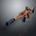 Lego Rifle Made Of Brown Blocks With Green Scope Red Details Barrel And Grip