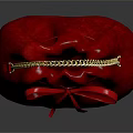 Red Leather Bag With Golden Braided Handle And Bowknot Closure Design