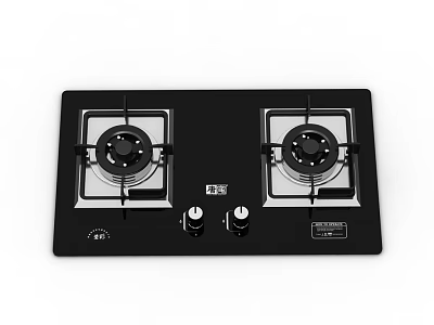 Modern Black Kitchen Appliance Double Burner Gas Stove With Smooth Glass Cooktop 3d model