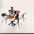 Minimalist Indoor Setting With Round Table And Green Gray Chairs For Two People