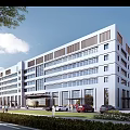 Modern Hospital Building With Glass Facade Main Entrance And Parked Cars
