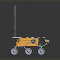 Orange Lunar Rover With Solar Panels Wheels And Antenna For Space Exploration