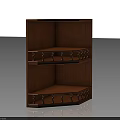 Elegant Brown Wooden Cabinets With Multi Layer Shelves And Decorative Railings