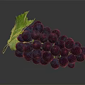 Fresh Juicy Deep Purple Grapes With Green Leaf And Plump Berries