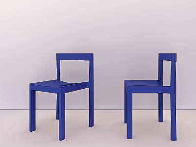 Two Blue Modern Leisure Chairs With Sleek Geometric Design In Light Room 3d model