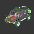 Gray Armored Vehicle Model With Large Tires Spare Tire And Roof Equipment