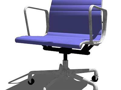 Blue Office Chair With Metal Armrests Swivel Wheels And Comfortable Fabric Design 3d model