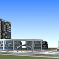Modern Office Building Complex With Green Spaces And Planned Layout Design