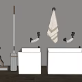 Essential Cleaning Tools With Mop Broom White Bins And Towel On Wall