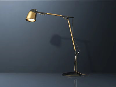 Modern Gold Table Lamp Featuring Adjustable Metal Arm And Black Base 3d model