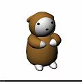 Brown White Round Bear Stuffed Toy With Cute Face And Soft Paws