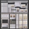 White Kitchen Cabinet Door Styles Featuring Various Panel And Frame Designs 3d model