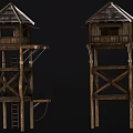 Wooden Scene Components Featuring Fence Panels Ladders Platforms Carts And Crates