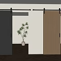 Contemporary Interior Featuring Black And Wood Barn Doors With Metal Sliding Tracks