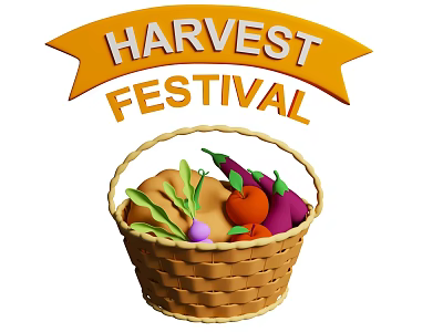 Harvest Festival Floral Display With Fresh Vegetable Basket And Seasonal Decorations 3d model