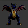 Vibrant Blue Purple Dragon Character With Yellow Belly And Colorful Wings For Game Movie