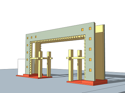 Modern gate entrance sentry box 3d model