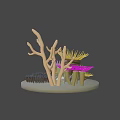 Colorful Marine Coral Reef With Yellow Purple Orange Blue Corals And Branch Structures