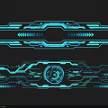 Futuristic Neon Blue Tech Design With Geometric Lines And Glowing Patterns 3d model