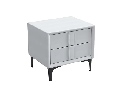Modern White Bedside Table With Drawers And Black Tapered Legs Contemporary Design 3d model
