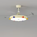 White Ceiling Fan Light With Colorful Decorative Balls And Rotating Blades
