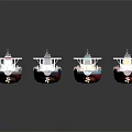 Colorful Water Transport Tanker Ship Models Displayed Side By Side