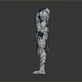 Silver Metallic Armor With Blue Accents And Golden Emblem