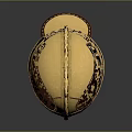 Golden Ancient Helmet With Metallic Surface And Leather Trim Details