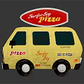 Commercial Mobile Pizza Delivery Van With Yellow Body And Speedy Pizza Sign