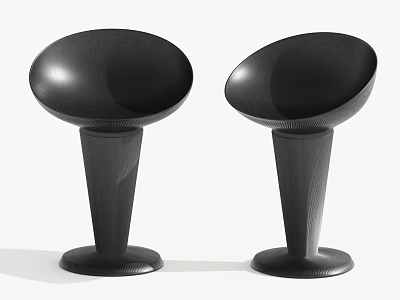 Modern Black Bar Stools With Sleek Round Seats And Tapered Bases 3d model