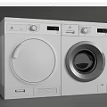 White Front Load Washing Machines With Control Panels And Digital Displays 3d model