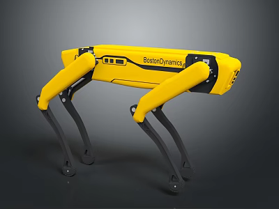 Yellow Four Legged Robot By Boston Dynamics With Mechanical Legs 3d model