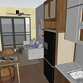 Modern Living Dining Area Interior With Open Concept Wooden Cabinets White Countertops And Lighting