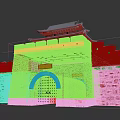 Ancient Chinese Architecture Gate With Stone Walls Red Wooden Door And Traditional Roof