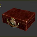Red Leather Storage Box Featuring Gold Lock Handle And Shiny Surface Design 3d model