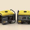 Two Yellow DURATEK 1000 Industrial Generators With Black Frame And Control Panel 3d model