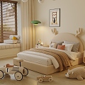 Cream wind children's bed 3d model