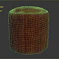 Stylish Red Round Textured Leather Pouf With Vertical Stitched Details For Living Room