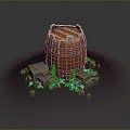 Wooden Barrel Water Barrel Old Wooden Barrel Water Barrel Pot Container Realistic 3d model