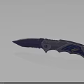 Strider Tactical Folding Knife Featuring Serrated Blade And Metallic Blue Accent Handle