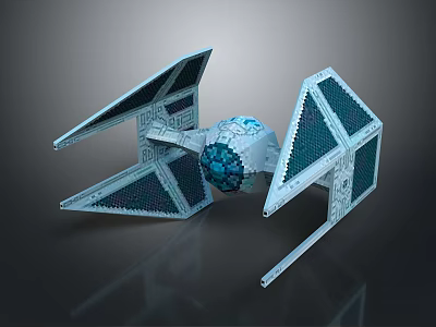 Futuristic Spacecraft With Geometric Wings And Blue Core Module Design 3d model