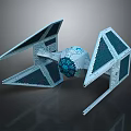 Futuristic Spacecraft With Geometric Wings And Blue Core Module Design